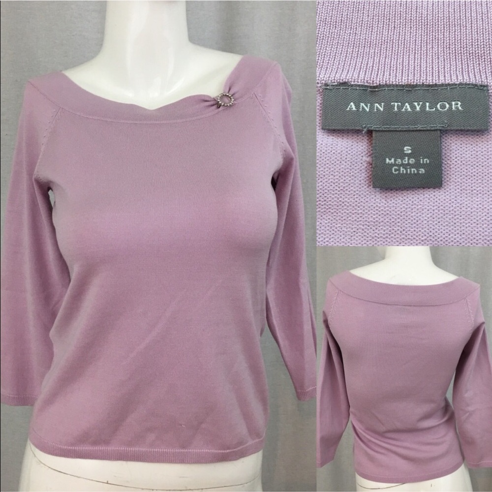 SOLD Sz Small Ann Taylor 3/4 Sleeve Silk Sweater - Picture 1 of 8